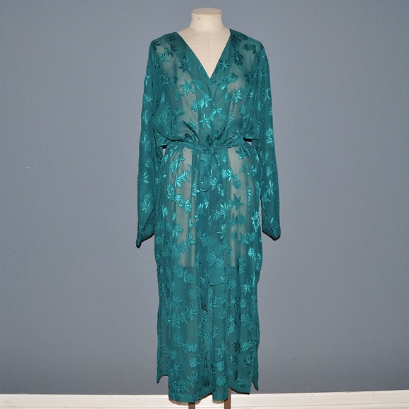 Lane Bryant Other - Vintage LANE BRYANT Green Sheer Peignoir Robe [F5]